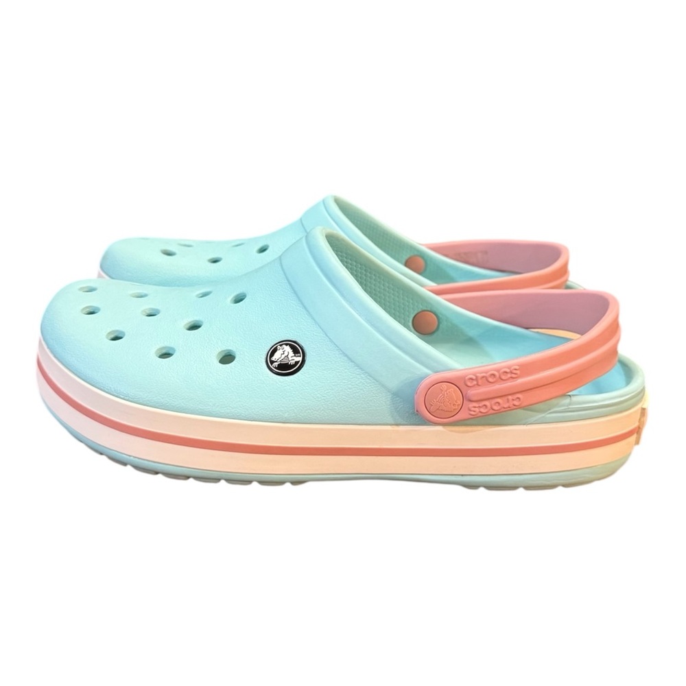 Crocs Crocband Clog Ice Blue / White / Pink Women’s Size 9 Men’s Size 7 - Picture 3 of 8